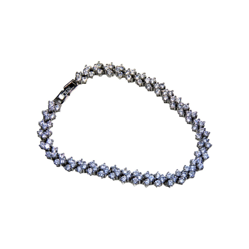 Inox Womens Polished Stainless Steel Heart Bracelet With Cubic Zirconia 39$